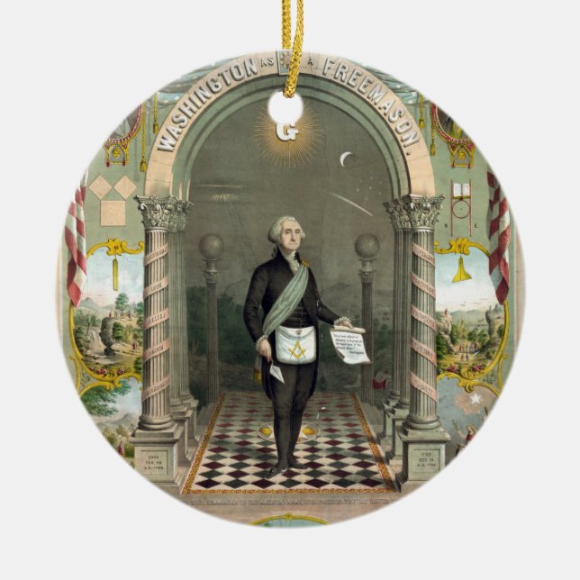 George Washington as a Freemason Ceramic Tree Decoration (Front)