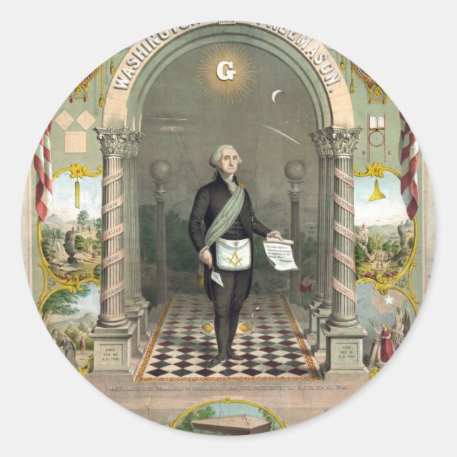 George Washington as a Freemason Classic Round Sticker (Front)