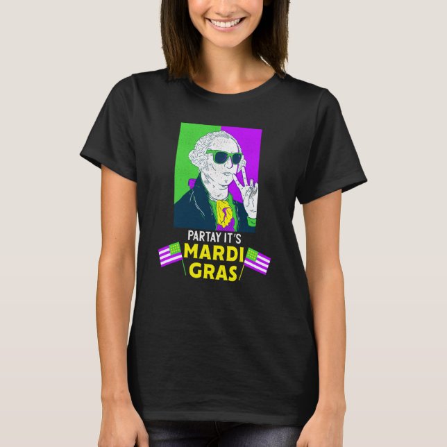 George Washington Beads Mardi Gras New Orleans 202 T-Shirt (Front)