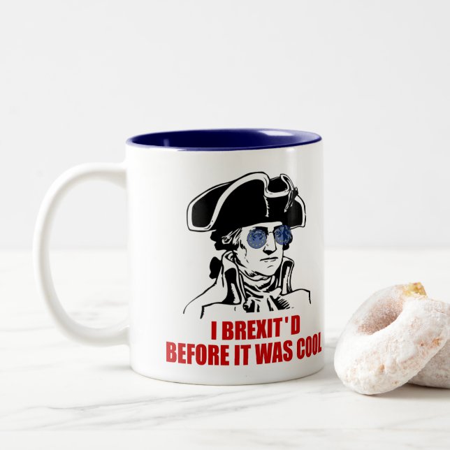 George Washington Brexit 1776 EU Flag Sunglasses Two-Tone Coffee Mug (With Donut)
