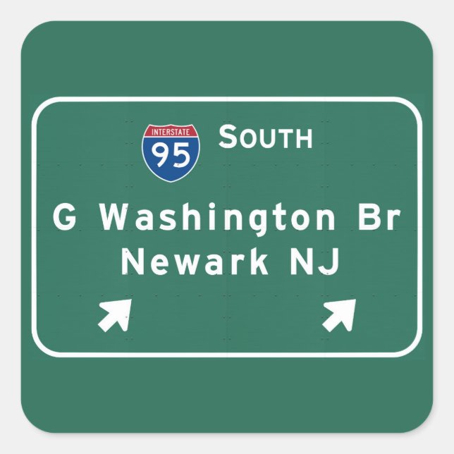 George Washington Bridge Interstate I-95 Newark NJ Square Sticker (Front)