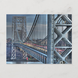 George Washington Bridge & The Red Lighthouse NYC Postcard