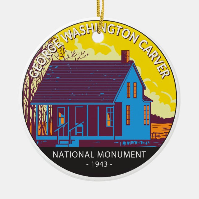 George Washington Carver National Monument Vintage Ceramic Tree Decoration (Front)
