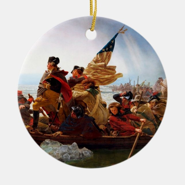 George Washington Crossing Of The Delaware River Ceramic Tree Decoration (Front)