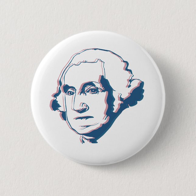 george washington in 3d 6 cm round badge (Front)
