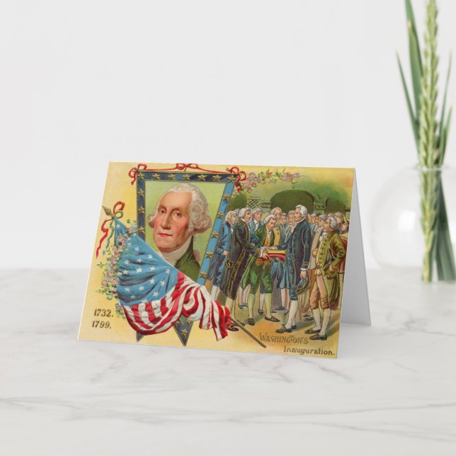 George Washington Inauguration American Flag Card (Front)