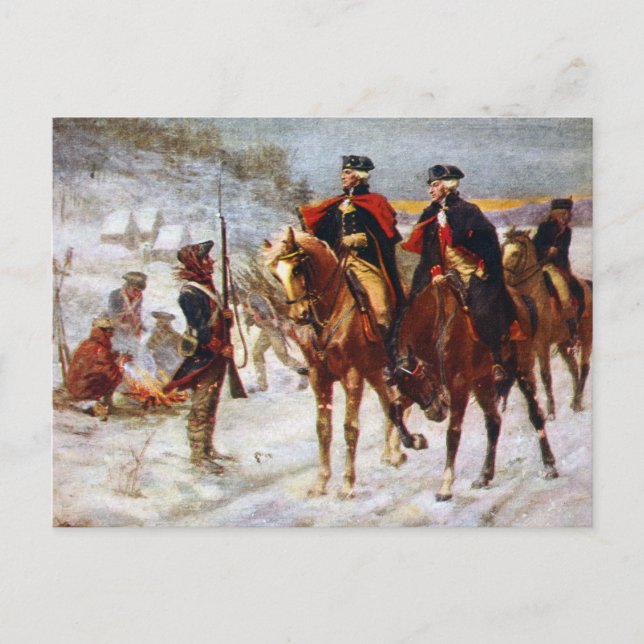 George Washington Lafayette Valley Forge Army Postcard (Front)