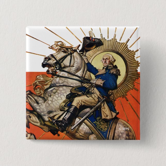 George Washington on Horseback 15 Cm Square Badge (Front)