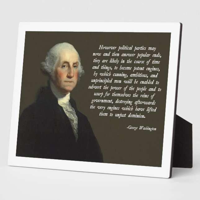 George Washington Political Parties Quote Plaque (Side)