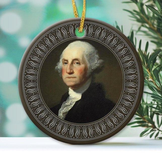 George Washington Portrait Ceramic Tree Decoration (Custom Ornament)