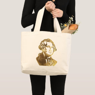 George Washington Portrait Gold Look Elegant Large Tote Bag