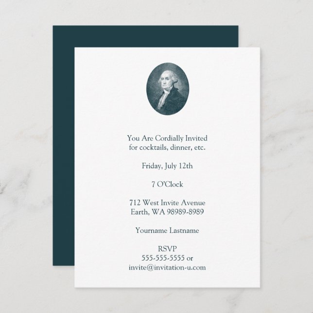 George Washington Portrait Oval Invitation (Front/Back)