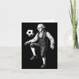 George Washington President Playing Soccer Retro Card