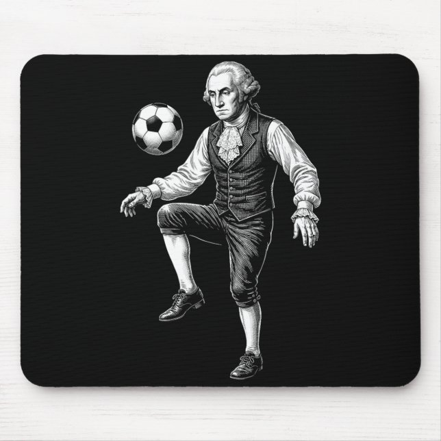 George Washington President Playing Soccer Retro Mouse Pad (Front)