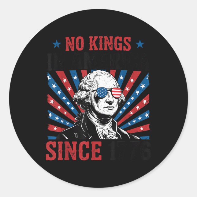 George Washington Protest Sign Democracy No Kings  Classic Round Sticker (Front)