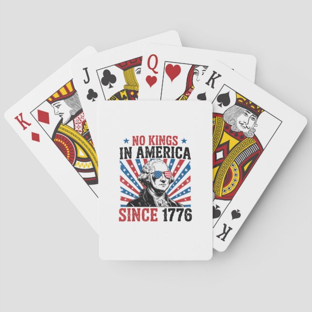 George Washington Protest Sign No Kings In America Playing Cards (Back)