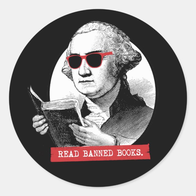 George Washington Reads Banned Books Classic Round Sticker (Front)