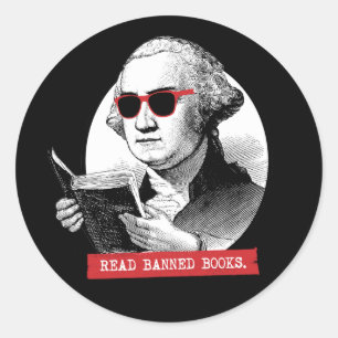 George Washington Reads Banned Books Classic Round Sticker