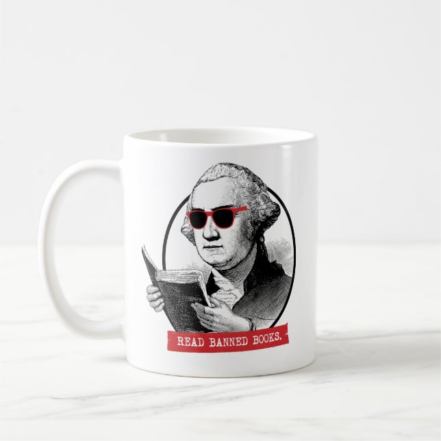 George Washington Reads Banned Books Coffee Mug (Left)