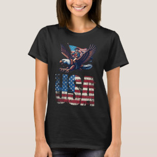 George Washington Riding A Bald Eagle 4th Of July  T-Shirt