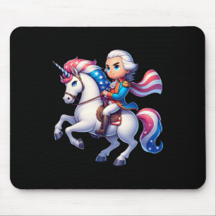 George Washington Riding A Unicorn 4th Of July Vin Mouse Pad