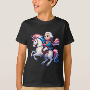 George Washington Riding A Unicorn 4th Of July Vin T-Shirt