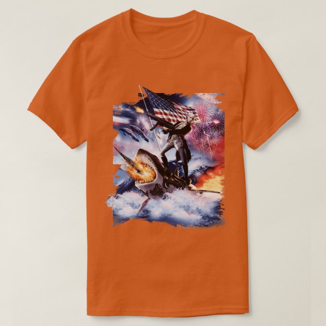 George Washington Riding Shark T-Shirt (Design Front)