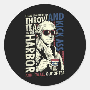 George Washington Throwing Tea Kick 4th Of July Classic Round Sticker