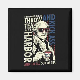 George Washington Throwing Tea Kick 4th Of July  Magnet