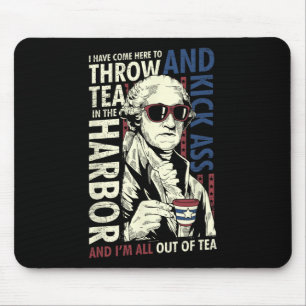 George Washington Throwing Tea Kick 4th Of July Mouse Pad