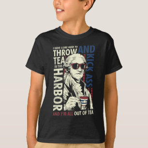 George Washington Throwing Tea Kick 4th Of July T-Shirt