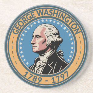 George Washington US President Illustration Badge Coaster