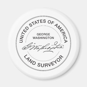 George Washington USA Land Surveyor Seal Magnet