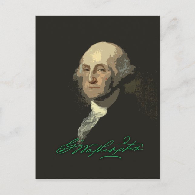 George Washington with autograph Postcard (Front)