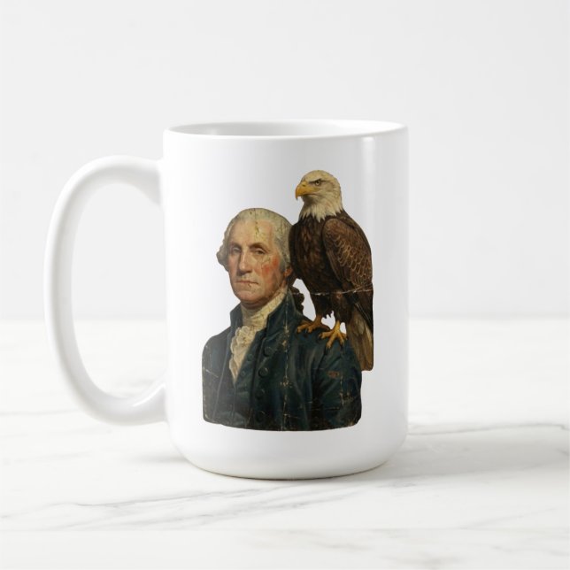 George Washington with Bald Eagle  Coffee Mug (Left)