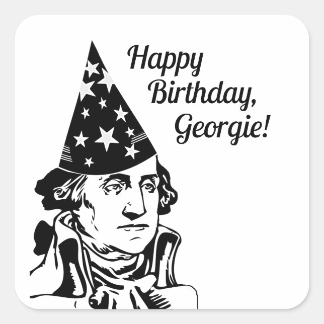 George Washington's Birthday Square Sticker (Front)