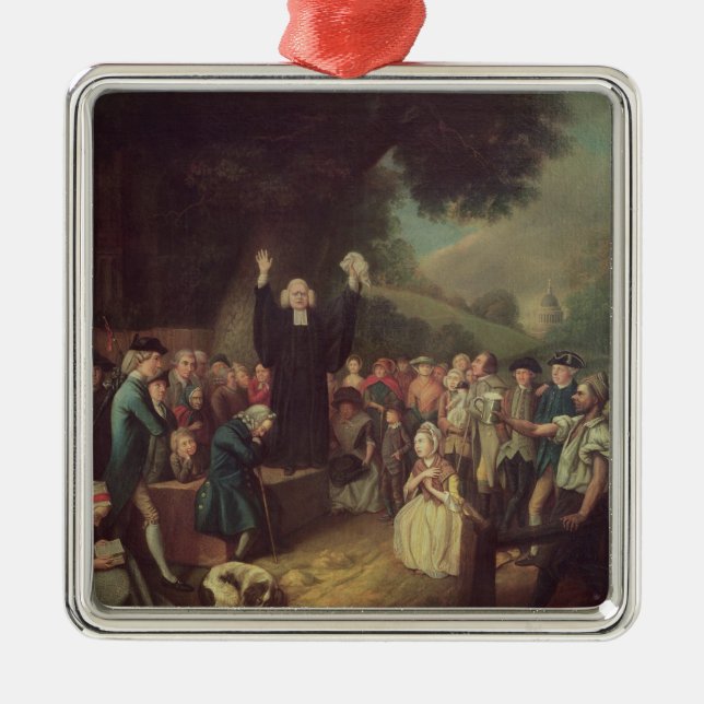 George Whitefield preaching Metal Tree Decoration (Front)