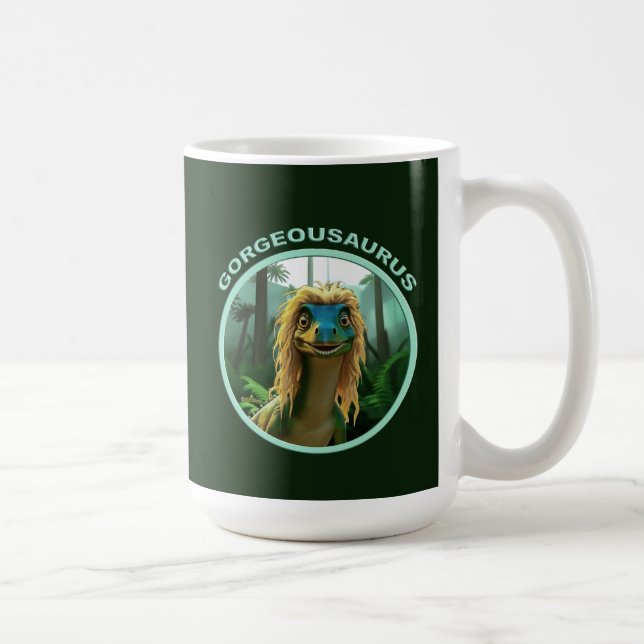 Georgeousaurus Blonde Dinosaur Coffee Mug (Right)