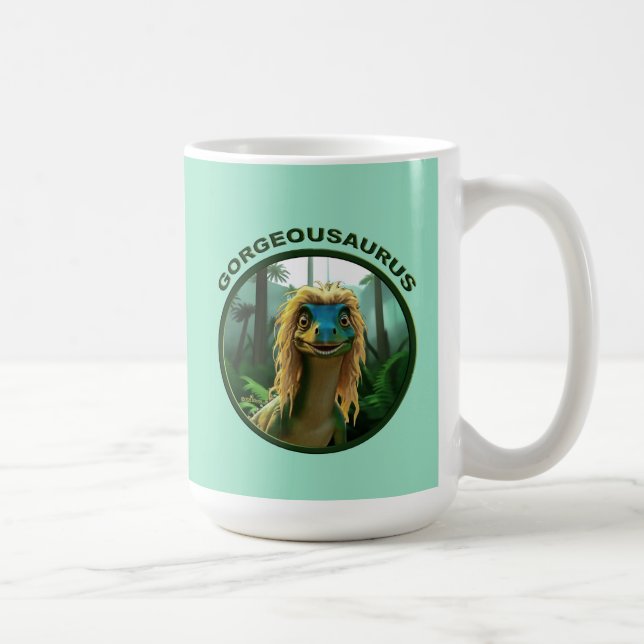 Georgeousaurus Blonde Dinosaur Coffee Mug (Right)