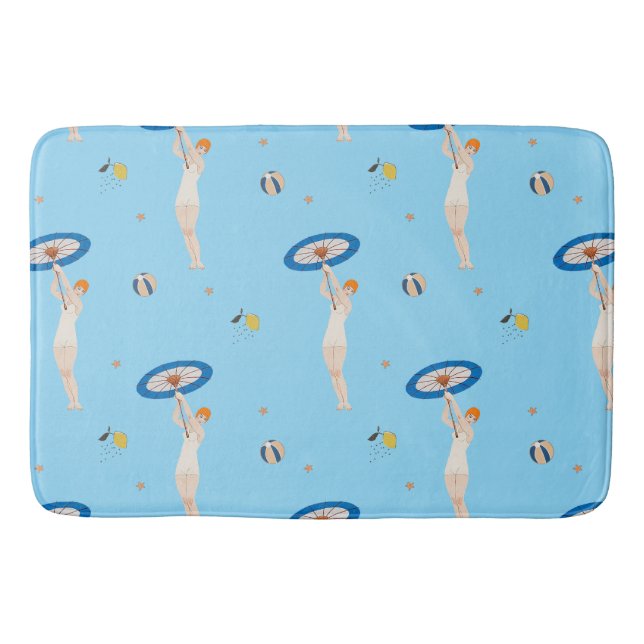 Georges Barbier Au Lido 1924 Fashion Illustration Bath Mat (Front)