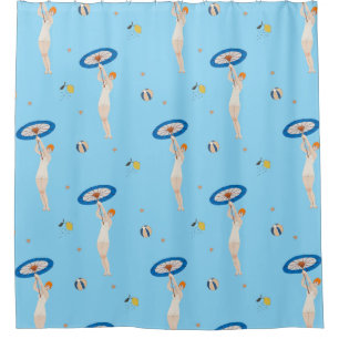 Georges Barbier Au Lido 1924 Fashion Illustration Shower Curtain