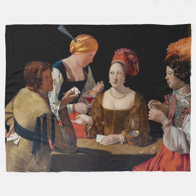 Georges de la Tour - Cheat with Ace of Diamonds Fleece Blanket (Front (Horizontal))