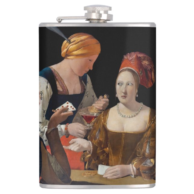Georges de la Tour - Cheat with Ace of Diamonds Hip Flask (Front)