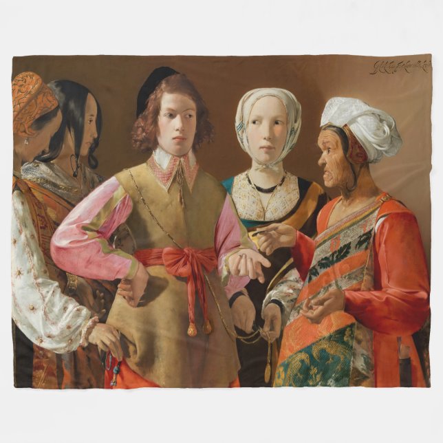 Georges de la Tour - The Fortune Teller Fleece Blanket (Front (Horizontal))