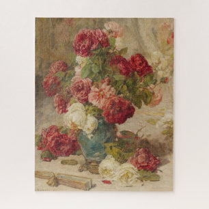 Georges Jeannin - A Still Life with Roses in a ... Jigsaw Puzzle