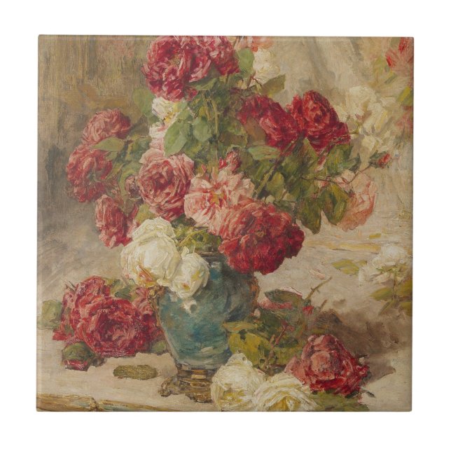 Georges Jeannin - A Still Life with Roses in a ... Tile (Front)