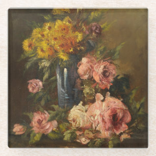 Georges Jeannin Vintage Flower Still Life Glass Coaster