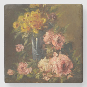 Georges Jeannin Vintage Flower Still Life Stone Coaster