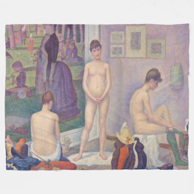 Georges Seurat - The Models Fleece Blanket (Front (Horizontal))