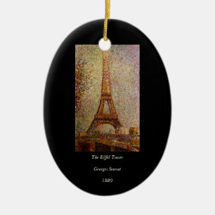 Georges Seurat's Painting: The Eiffel Tower (1889) Ceramic Tree Decoration